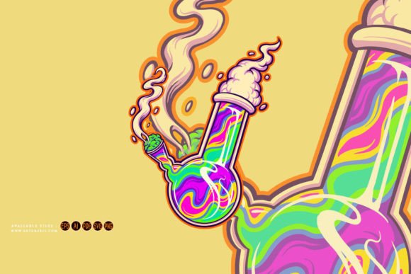 Cannabis Smoke Glass Bong Illustrations: Bold, Editable Vector Art for Modern Creators
