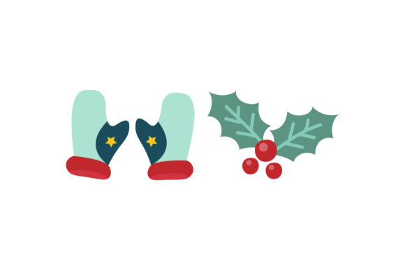 Christmas Gloves Fruit Illustrations Set: Festive Design Assets