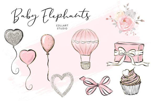 Cute Baby Girl Elephant Illustrations for Creative Projects