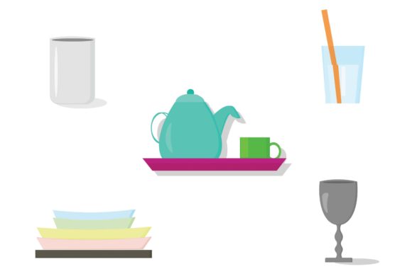 Elevate Your Designs with Dining Room Tablewares Illustrations