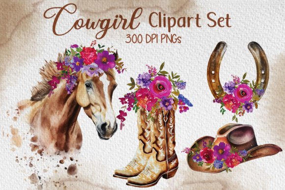 Embrace Western Charm: Cowgirl Watercolor Illustrations