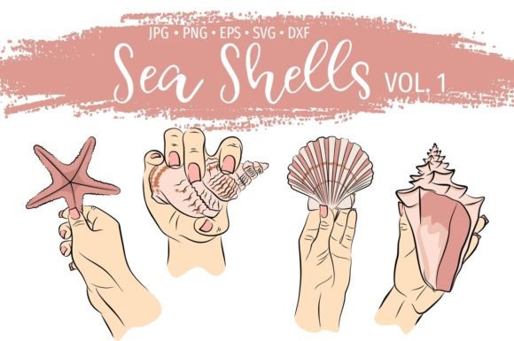 Holding Sea Shells Summer Illustrations: Coastal Charm for Creators