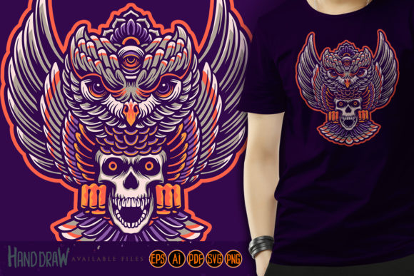 Owl Mystical with Skull Illustrations: A Designer's Dark & Detailed Asset
