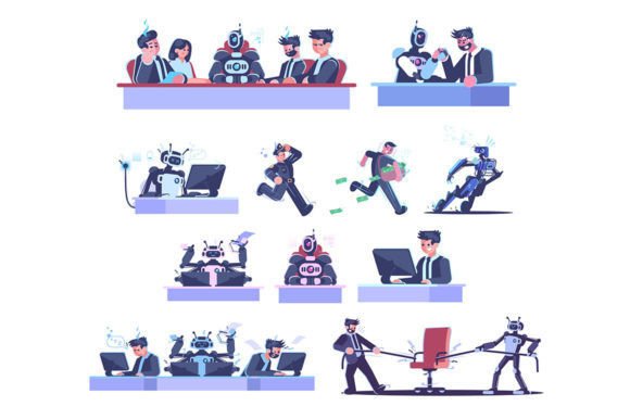 Robot Worker Among Human Illustrations: Visualizing the Future of Work